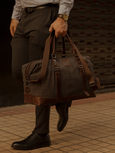 Vintage Travel Bag “ Duffle Bag “ – Dark Grey