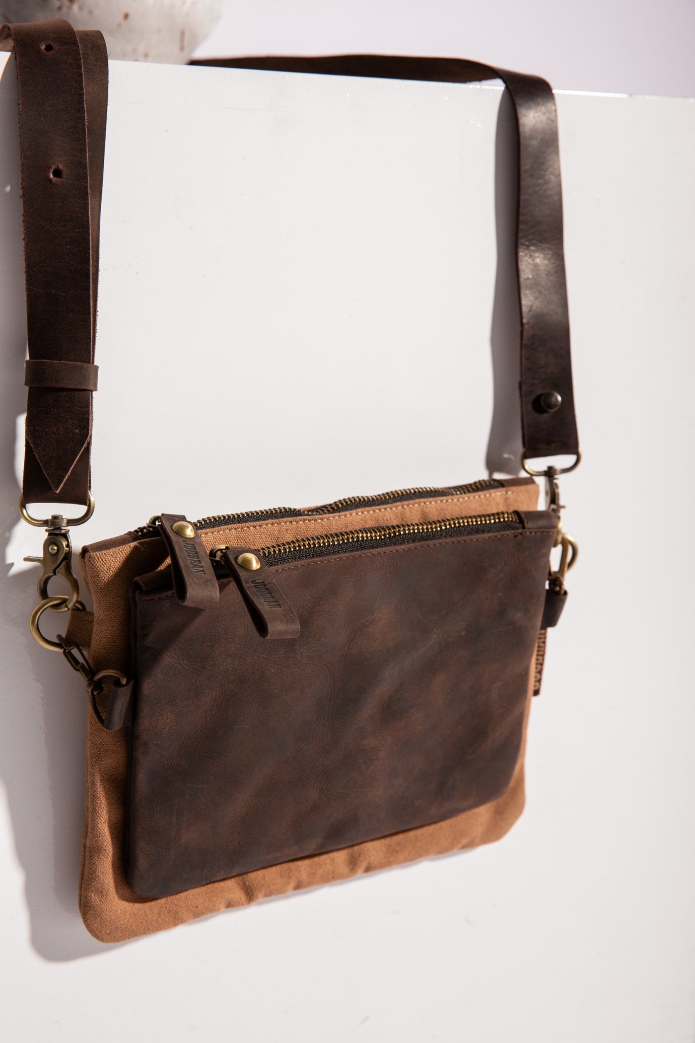 Double-Pouch Crossbody Bag - Tan