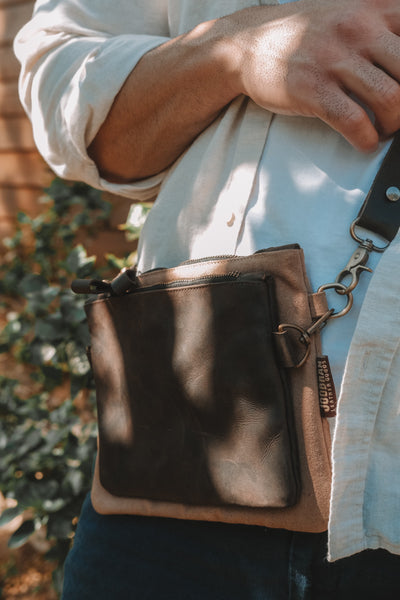 Double-Pouch Crossbody Bag - Tan