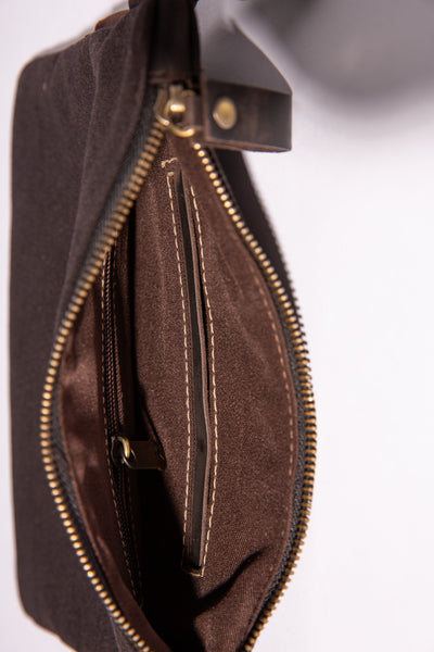 Double-Pouch Crossbody Bag - Dark Brown