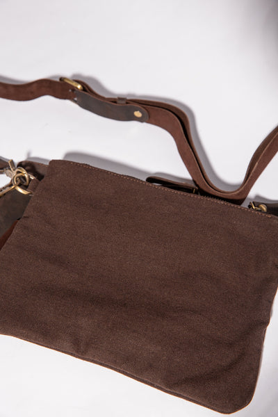 Double-Pouch Crossbody Bag - Dark Brown